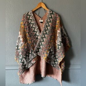 David & Young Knit Poncho Shawl Multicolor | One Size